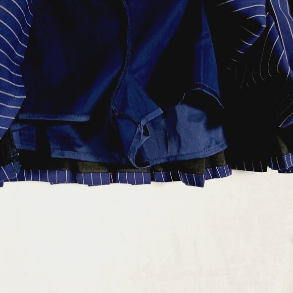 Akira, "What's the Tea" Navy Pinstripe Mini Pleated Skirt, Size XL, Inner Shorts - Picture 7 of 11